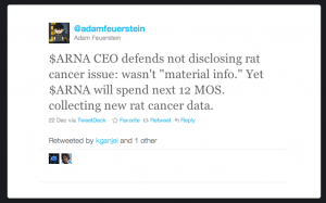 Adam Feuerstein ARNA tweet on rat cancer